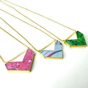 Long Colorful Chevron Jasper Pendant Necklaces, Pick Your Favorite